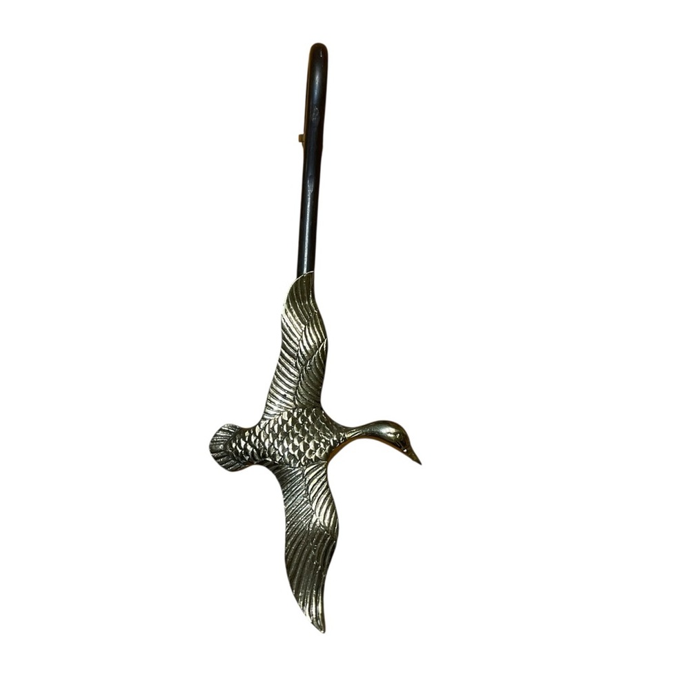 VTG Brass Fireplace Damper Pull Hook Hanger Duck-Goose Mallard Classic Cabincore